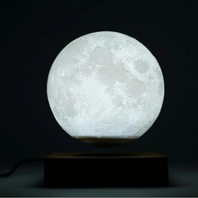 Nova impressão 3d led night light criativo toque levitação magnética lua lâmpadas 3 cores rotativa flutuante atmosfera lâmpada presente