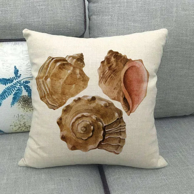 Capa de Almofada Decorativa Oceano em Linho e Algodão