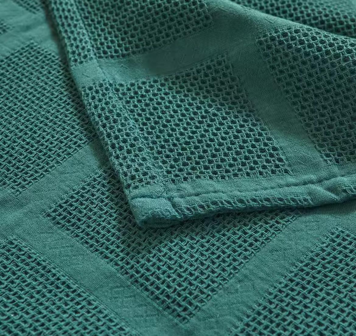 Cobertor de Algodão Puro com Padrão de Favo de Mel