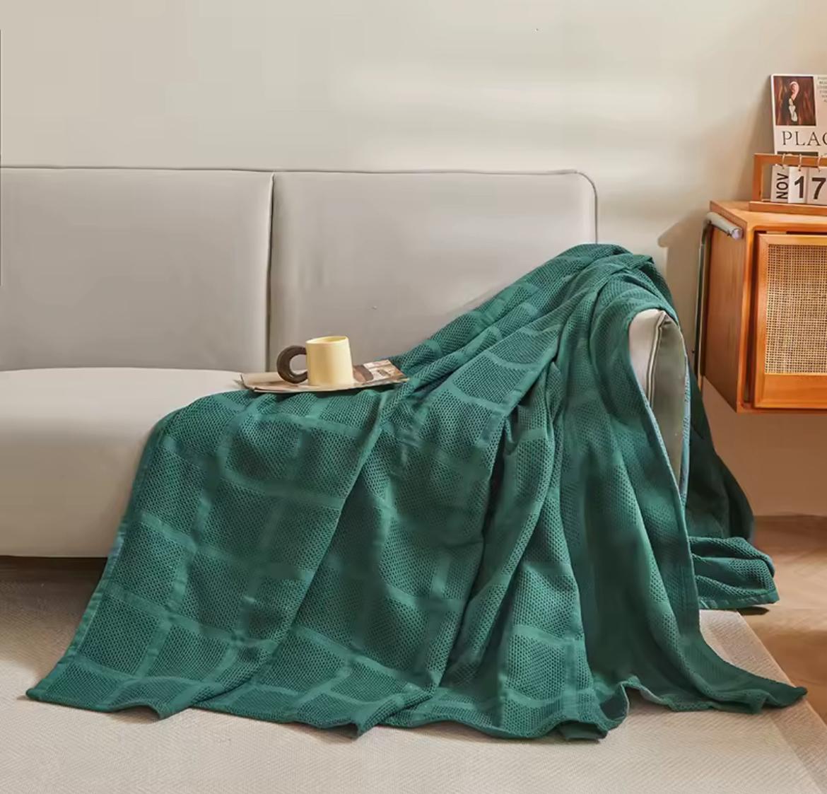 Cobertor de Algodão Puro com Padrão de Favo de Mel