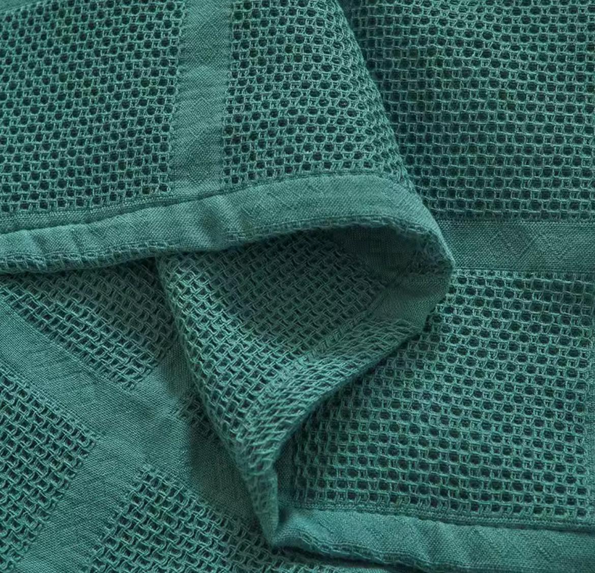 Cobertor de Algodão Puro com Padrão de Favo de Mel