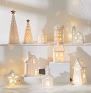 Casas de Cerâmica Iluminadas para Decoração Natalina