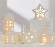 Casas de Cerâmica Iluminadas para Decoração Natalina
