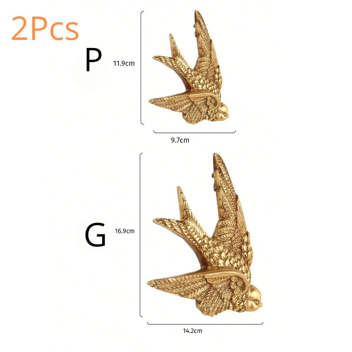 Decoração de Parede Andorinha Dourada em Resina