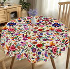 1 peça de toalha de mesa estilo mexicano, decoração de festa de cinco de mayo, toalha de mesa decorativa mexicana com padrões florais e pássaros brilhantes, perfeita para casamentos, aniversários, piqueniques, festas de chá, cozinhas domésticas e decorações de férias