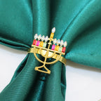 6 pçs anéis de guardanapo de natal árvore de natal floco de neve veados quebra-nozes guardanapo titular fivela de guardanapo de ouro para festa de natal decoração de mesa