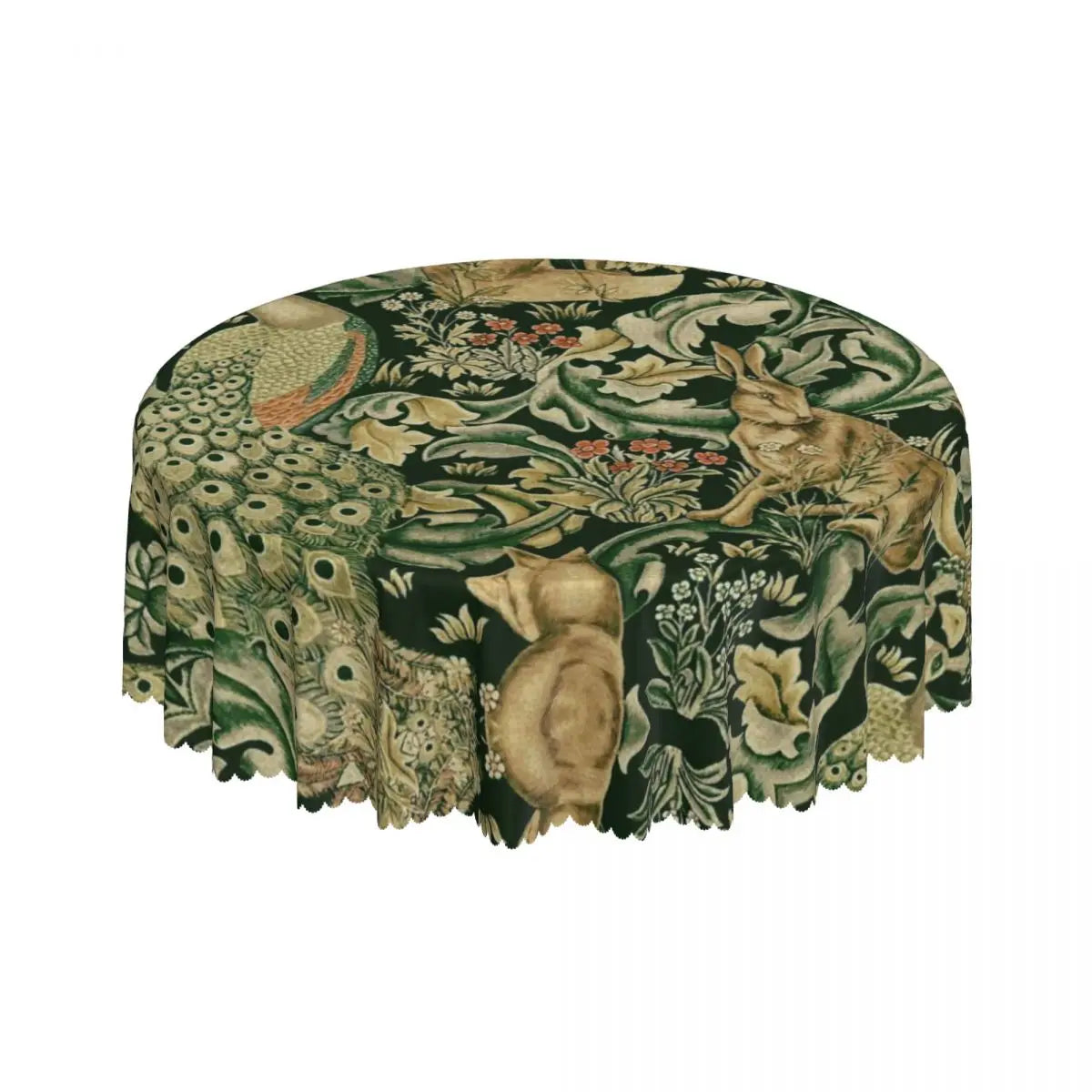 Redonda Pavões E Raposa Por William Morris Toalha De Mesa À Prova De Óleo À Prova D' Água Cobre Animais Da Floresta Têxtil Padrão Toalha De Mesa