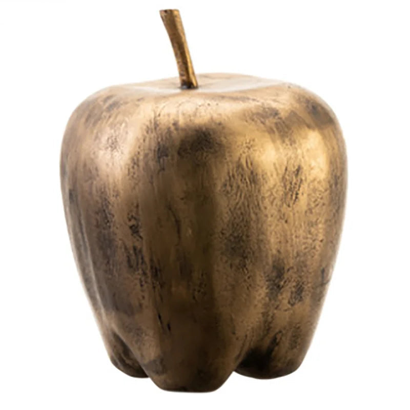 Imitação de cobre fruta estátua simulado maçã pêra sala mobiliário mesa decoração artesanato frutas escultura moderna decoração para casa