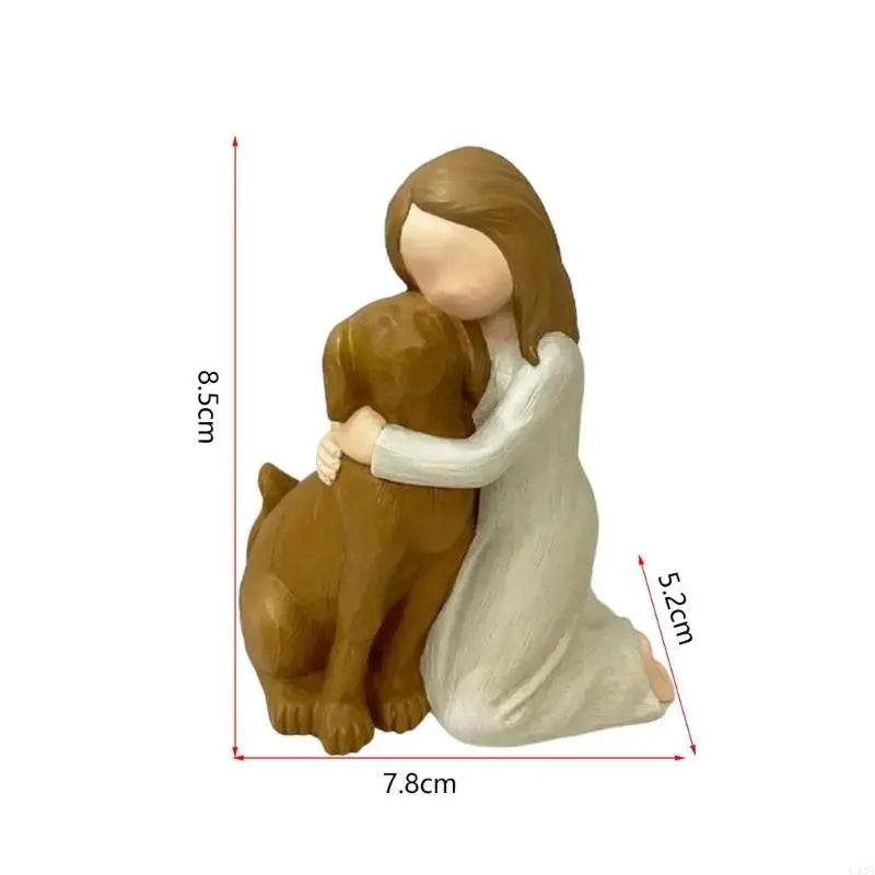 Estátua Decorativa de Menina com Cachorro em Resina