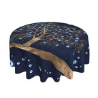 Toalha de mesa redonda de mau olhado, capa de mesa decorativa de tecido, toalha de mesa de 60 polegadas para mesa