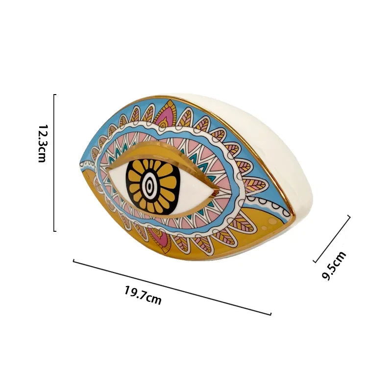 Artesanato de cerâmica criativo, decoração de casa, azul turco, esculturas de mau olhado, estátua de olho do diabo, estilo marrocos, ornamentos de mesa