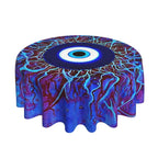 Toalha de mesa redonda de mau olhado, capa de mesa decorativa de tecido, toalha de mesa de 60 polegadas para mesa