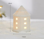 Ornamentos criativos de cerâmica pequenas casas decorações de natal brilhantes casas de neve mobiliário doméstico ins ornamentos decoração