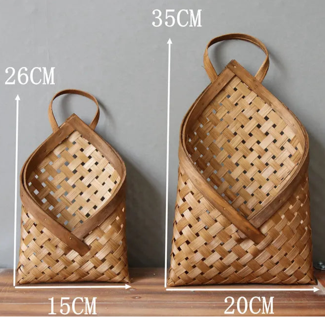 Conjunto de Cesta Decorativa de Bambu