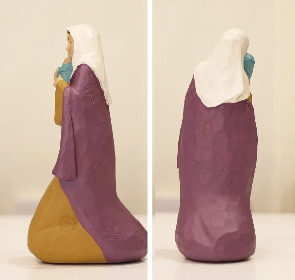 Conjunto de estátua de virgem maria e bebê jesus inspirado sagrado para decoração de casa muçulmana, figuras religiosas clássicas de mãe e infantil da moda