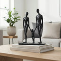 Vilead moderna resina família escultura abstrata pais e filho estátua minimalista decoração de casa estatueta preta presente ornamento interior