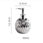 Luxo Gold Soap Dispenser com Press handle Ceramic Dispenser Silver Dispenser com aço inoxidável Bandeja Banheiro Acessório