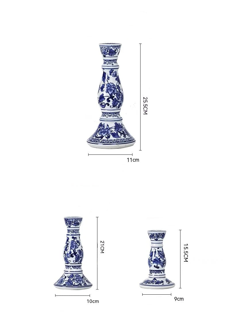 Porcelana azul e branca cerâmica casa castiçal, incenso, decoração de casa simples, estilo chinês