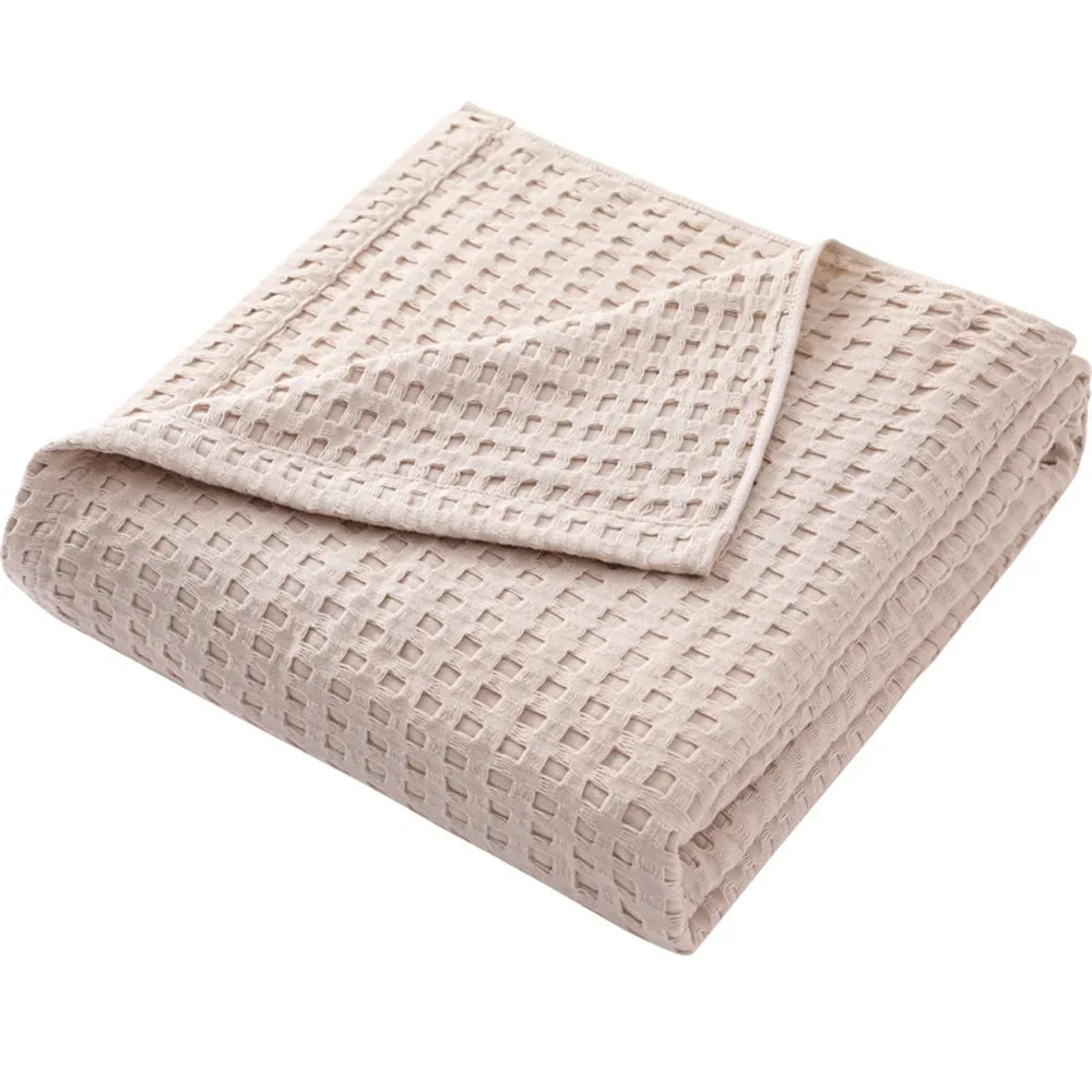 Cobertor térmico de algodão puro premium, cobertor térmico macio e confortável, leve, colchas para todas as estações