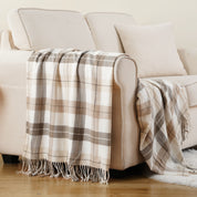 Battilo xadrez lance cobertor para cama sofá verde leve cobertor de caxemira cobertores com borlas primavera lance decoração para casa