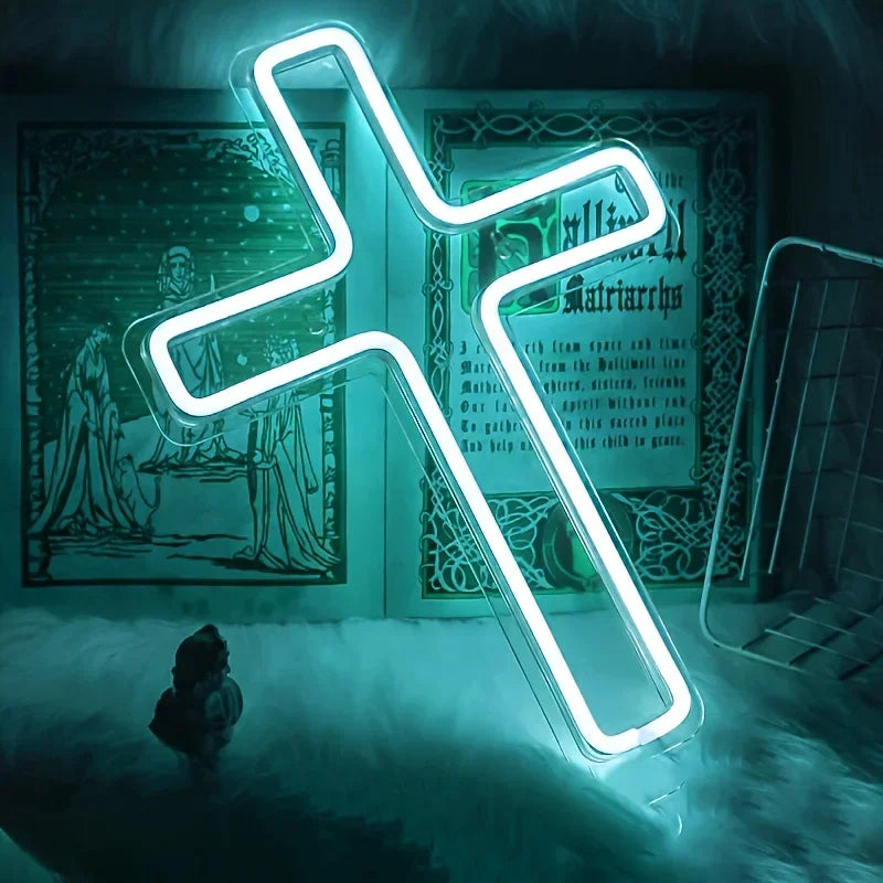 Sinal de néon da cruz de jesus, lâmpada de arte da decoração da cruz de led para a decoração da parede, quarto, decoração cristã, sala religiosa, decoração do dia de batizado