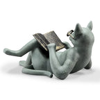 Ler literatura gato artesanato decoração criativa ler gato casa mesa decoração estátua escritório decoração para casa presente acessórios do carro