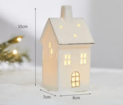 Ornamentos criativos de cerâmica pequenas casas decorações de natal brilhantes casas de neve mobiliário doméstico ins ornamentos decoração