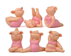 Conjunto de 6 Estatuetas  Porquinhas Dançarinas