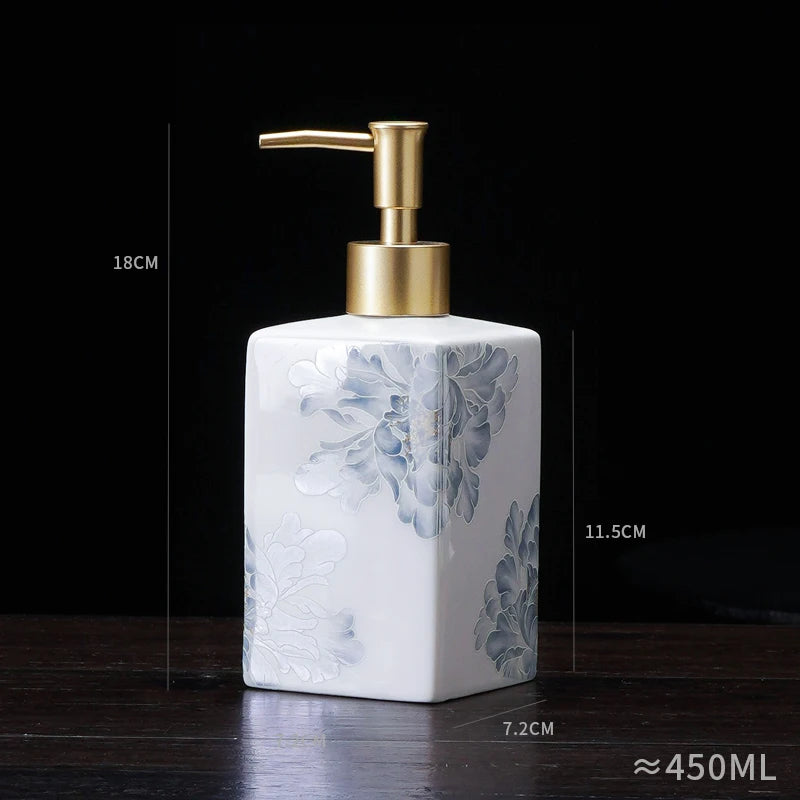 Dispensador de sabão cerâmico 450ml, garrafa desinfetante para as mãos, garrafa de prensa, garrafa de gel de banho para hotel, dispensação de detergente para lavanderia