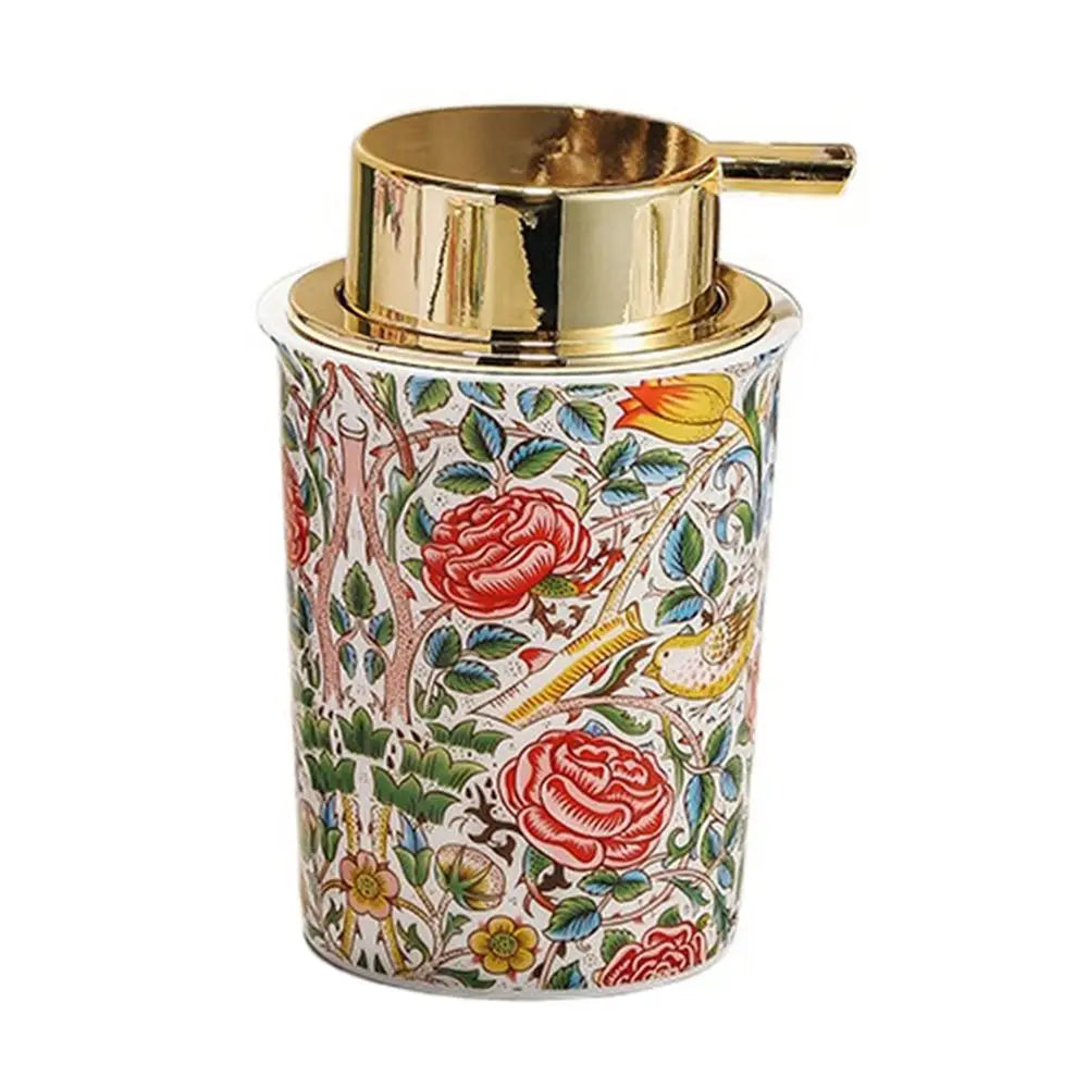 Dispensador de sabão de espuma cerâmica decorativa floral vintage luxo garrafa de espuma líquida 250ml recarregável garrafa de bomba de sabão de mão