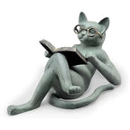 Ler literatura gato artesanato decoração criativa ler gato casa mesa decoração estátua escritório decoração para casa presente acessórios do carro