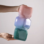 Vaso de vidro geométrico colorido, garrafa de vidro de cor gradiente, vaso de flores, terrário hidropônico, vaso de flores, decoração de casa