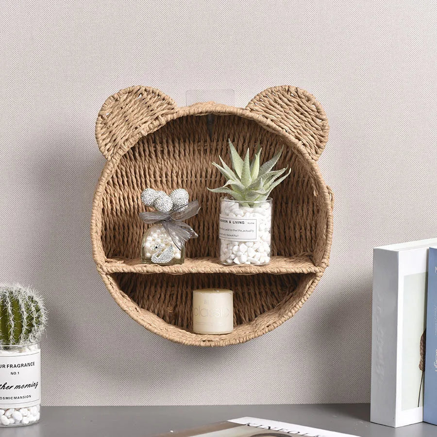 Cesta de parede cesta de armazenamento tecida à mão cesta de suspensão de rattan simulado cesta de suspensão de parede decoração de casa