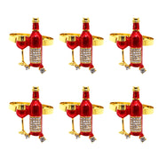 6 pçs anéis de guardanapo de natal árvore de natal floco de neve veados quebra-nozes guardanapo titular fivela de guardanapo de ouro para festa de natal decoração de mesa