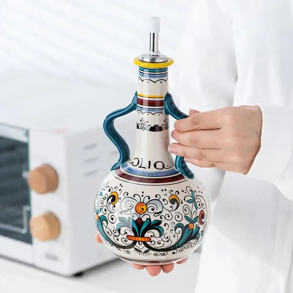 Dispenser Para Azeite de Oliva Pintado à Mão
