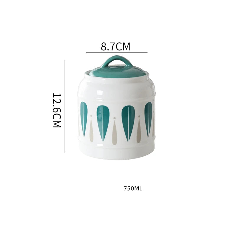 Jarro selado cerâmico com tampa, jarra do armazenamento da mercearia, grande capacidade, transportador portátil do chá, armazenamento do petisco da umidade-prova, uso home