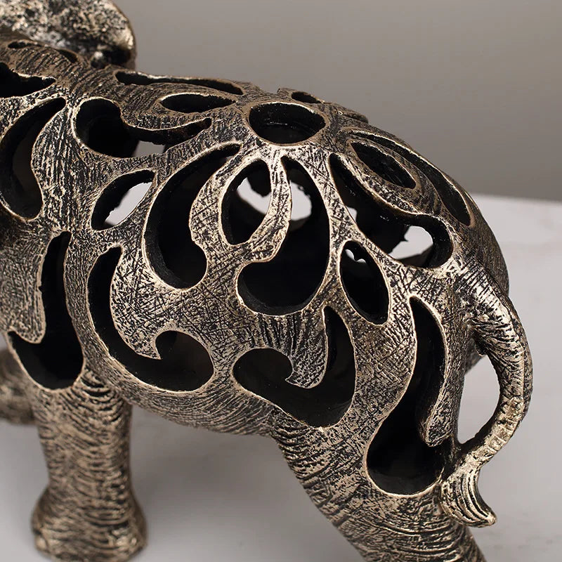 Vilead oco elefante estátua estilo retro escultura acessórios de decoração para casa sala estar estante decoração interior objeto presente