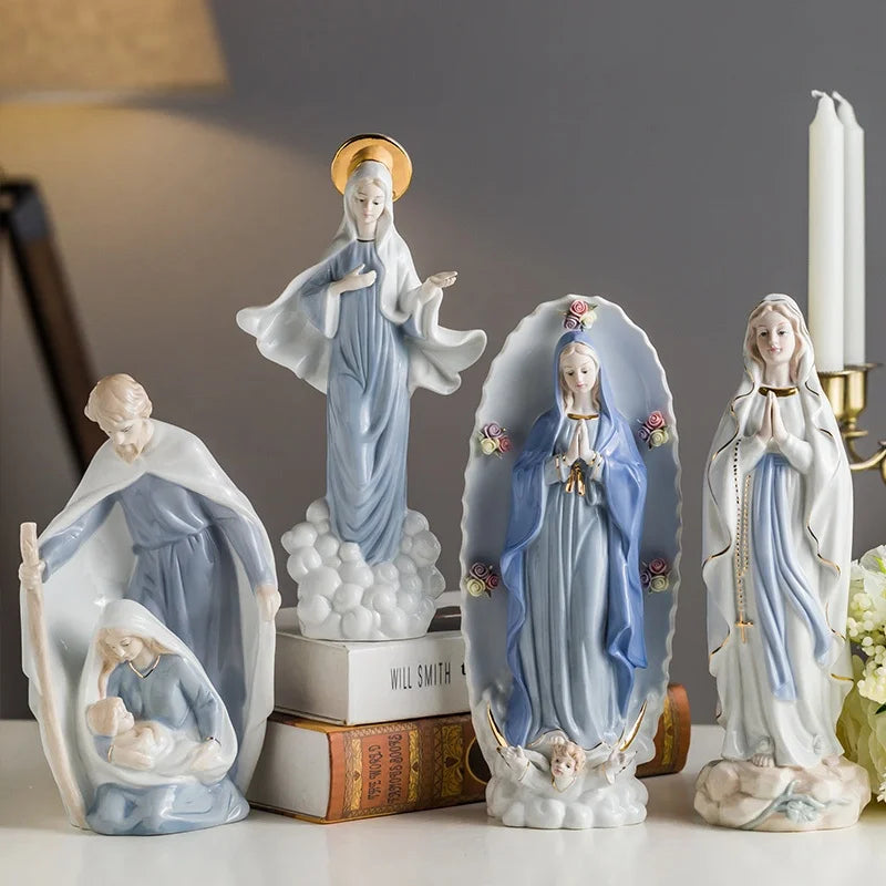Réativa cerâmica personagem escultura cristão católico madonna jesus igreja personagem estátua decoração para casa