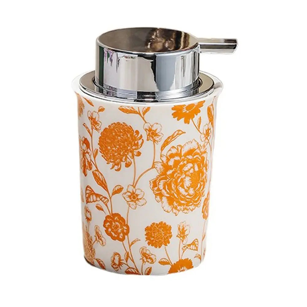 Dispensador de sabão de espuma cerâmica decorativa floral vintage luxo garrafa de espuma líquida 250ml recarregável garrafa de bomba de sabão de mão
