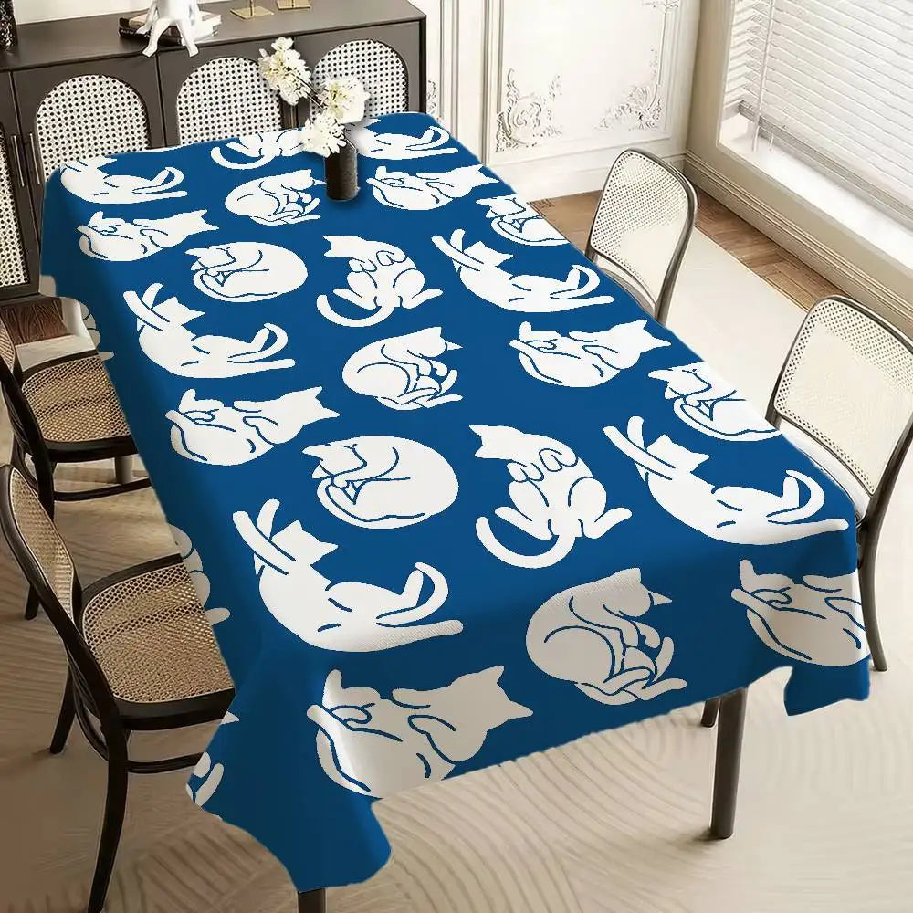 Textura gato pano de mesa retangular mancha toalha de mesa oleada mantel mesa impermeável decoração