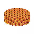 Orange Wave Gradient Retro Pattern Round Tablecloths 60 Inch Abstract Geometric Table Covers for Kitchen Table Cloth
