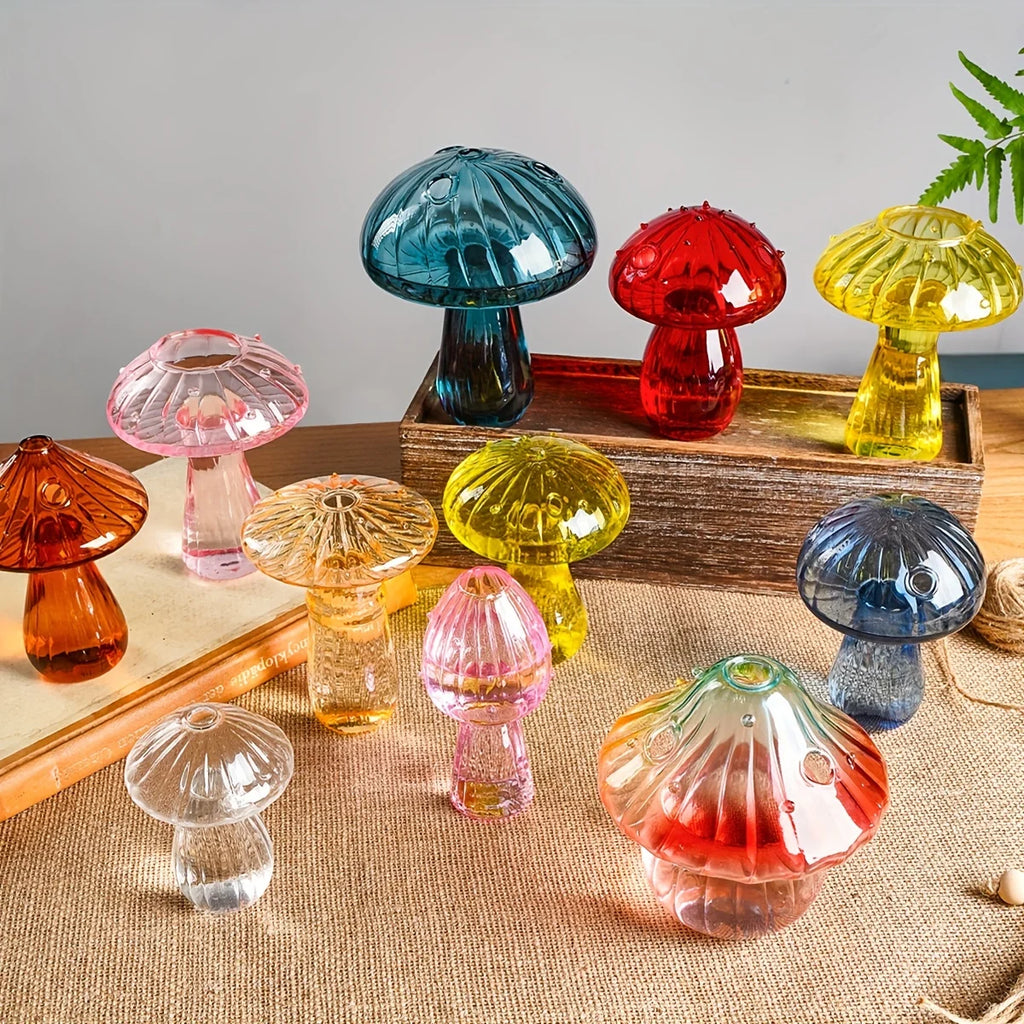 Vaso de cogumelo colorido criativo hidropônico vidro transparente aromaterapia vaso sala estar jantar desktop arte decoração