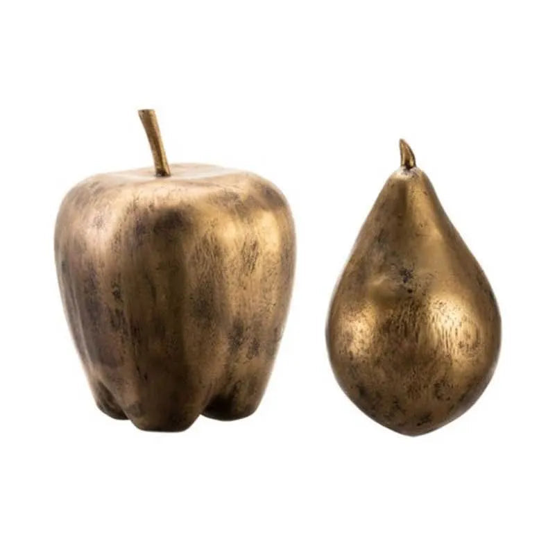 Imitação de cobre fruta estátua simulado maçã pêra sala mobiliário mesa decoração artesanato frutas escultura moderna decoração para casa