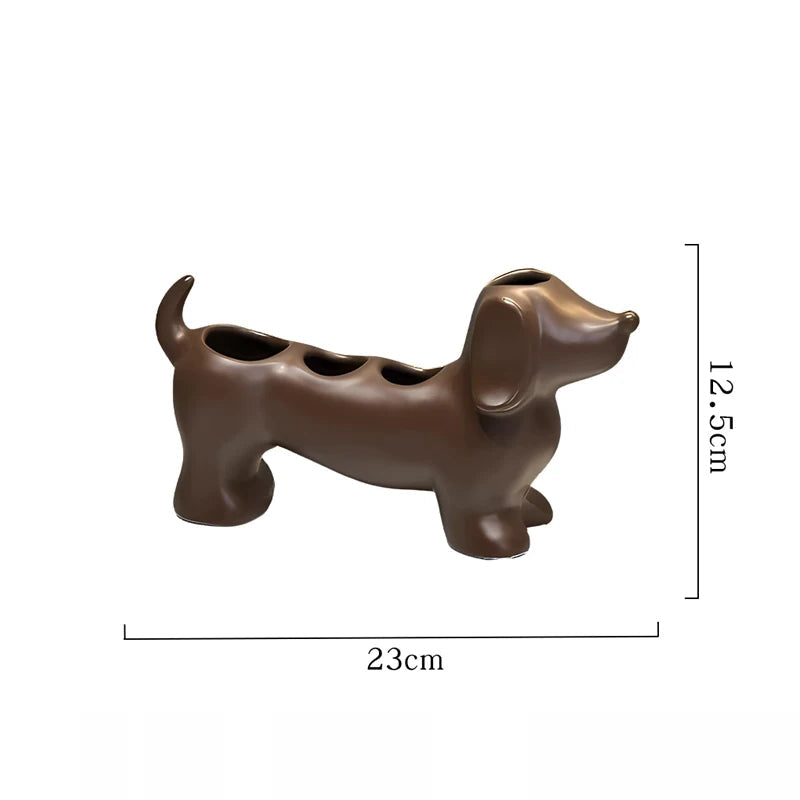 Dachshund cerâmica suporte de escova de dentes elétrica rack armazenamento pia do banheiro lavatório pasta de dentes base decoração do banheiro