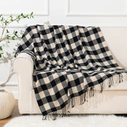 Battilo xadrez lance cobertor para cama sofá verde leve cobertor de caxemira cobertores com borlas primavera lance decoração para casa
