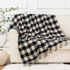 Battilo xadrez lance cobertor para cama sofá verde leve cobertor de caxemira cobertores com borlas primavera lance decoração para casa
