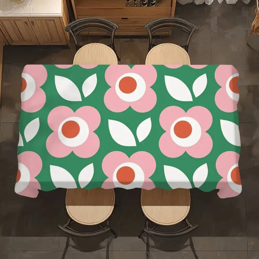 O-Orla Kiely Flor Toalha de mesa Festa em casa Piquenique Sala de jantar Cozinha Patios Toalha de mesa de poliéster à prova de manchas