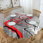 Orange Wave Gradient Retro Pattern Round Tablecloths 60 Inch Abstract Geometric Table Covers for Kitchen Table Cloth