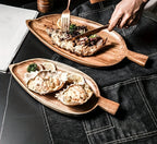 Bandeja estética alta em forma de folha de madeira bandeja de chá da tarde bandeja de sushi ocidental sobremesa bandeja de refeição de frutas bandeja de alimentos de madeira à prova dwaterproof água