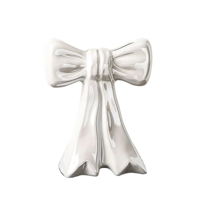 Adorável bowknot vaso de cerâmica vasos de plantas decoração de mesa arranjo de flores porcelana brilhante vaso floral decoração estética do quarto